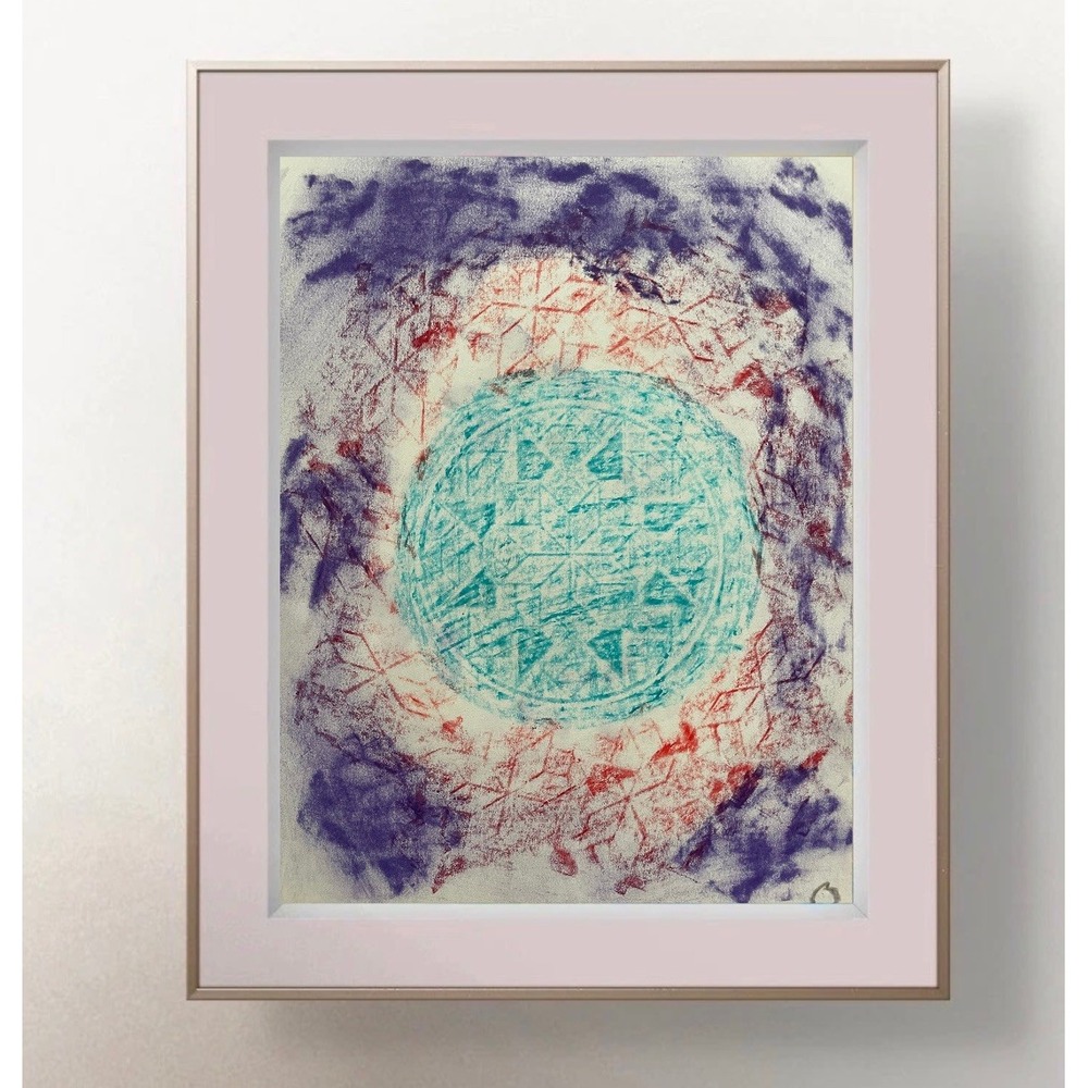 OMAN Original Abstract Mandala Painting Sacred Geometry Fine Art Drawing 8.5x11